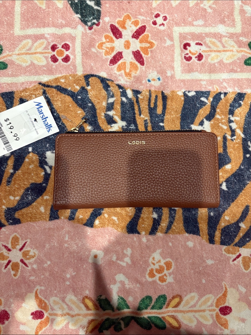 Lodis Brown Pebbled Leather Zip Wallet